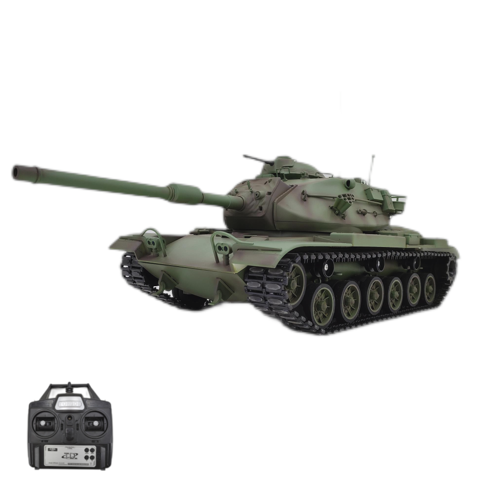 Imagen de Tanque de batalla RC CoolBank Model US M60A3 1/16 2.4G con luces, humo, sonido y disparo de bolas, juguetes todo terreno