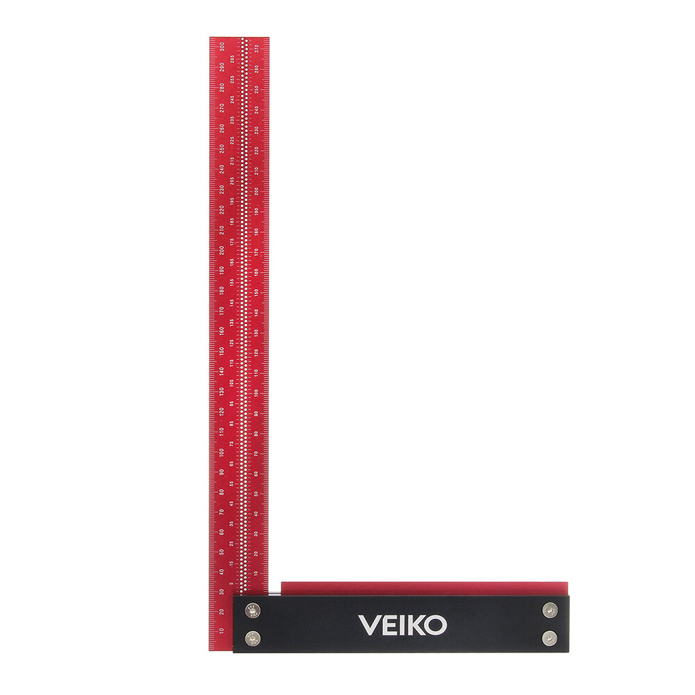 VEIKO Signature Precision Square 300 mm Gegarandeerd T-snelheidsmeting Liniaal voor het meten en markeren van houtbewerking Timmerlieden Aluminiumlegering Professioneel gebruik in timmerwerk