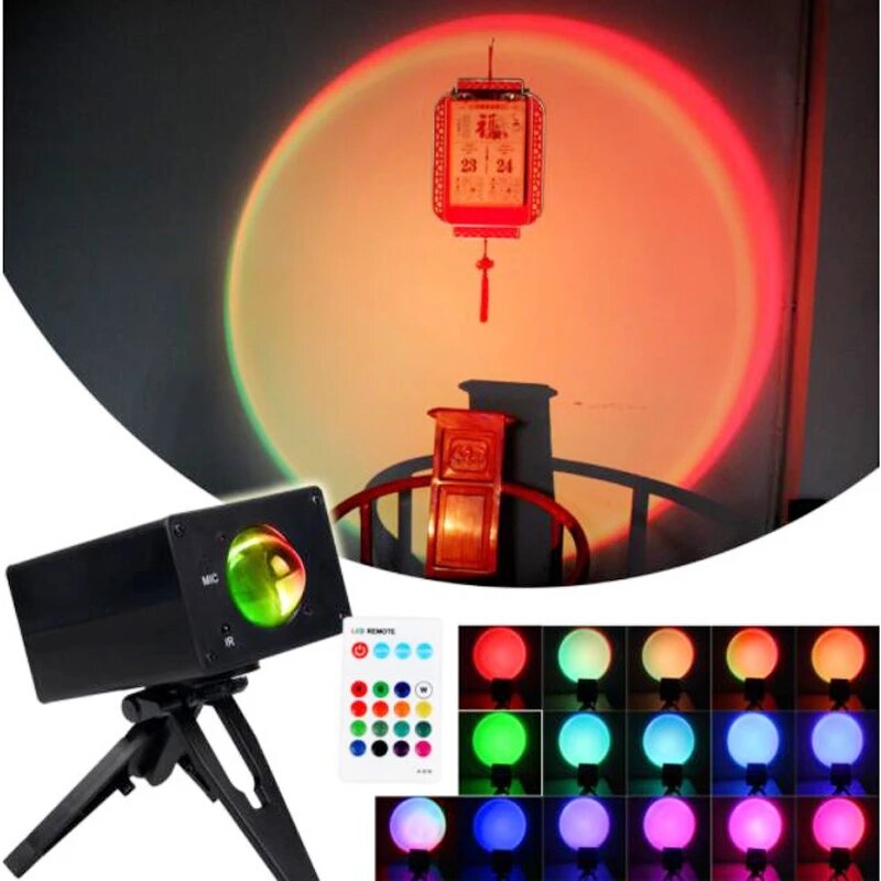 

DC5V 16 Colors Sunset Projector Light Atmosphere Floor Lamp Rainbow Projection for Background Wall Room Decor Night Ligh