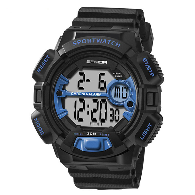 SANDA 319 Digitaal horloge Lichtgevende display Kalender Alarmchronometer Kijk uit voor buitensporthorloge