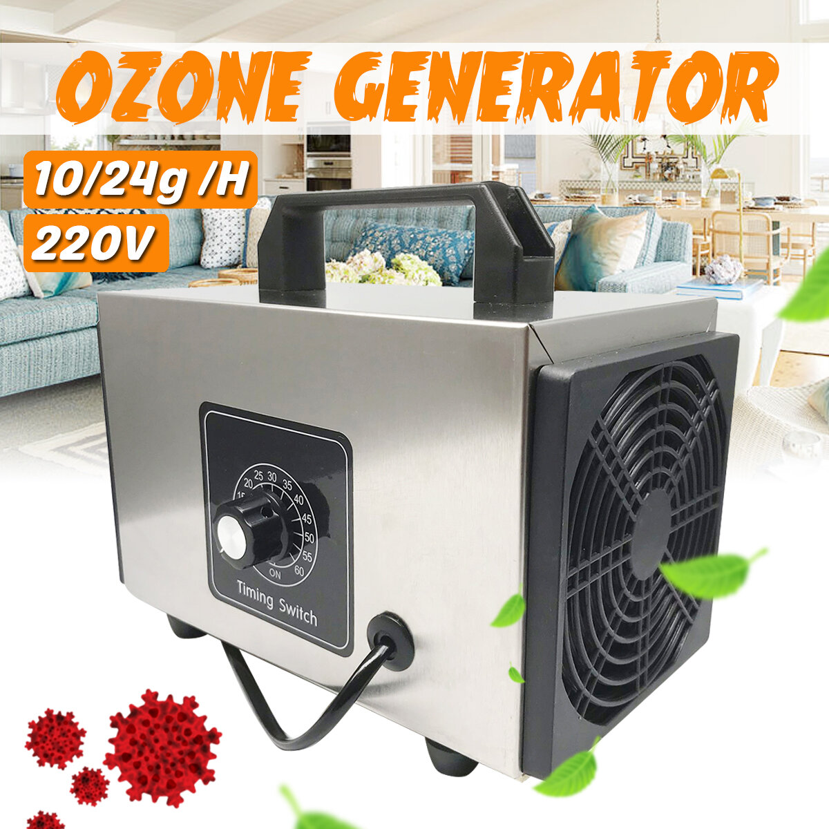 220V Home Ozone Generator Air Purifier Portable Ozone Machine with Timing Switch
