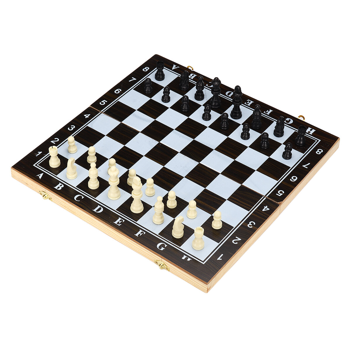 3-in-1 opvouwbare houten schaakset Game Dammen Dammen Backgammon Toy Intelligence Development for Ki