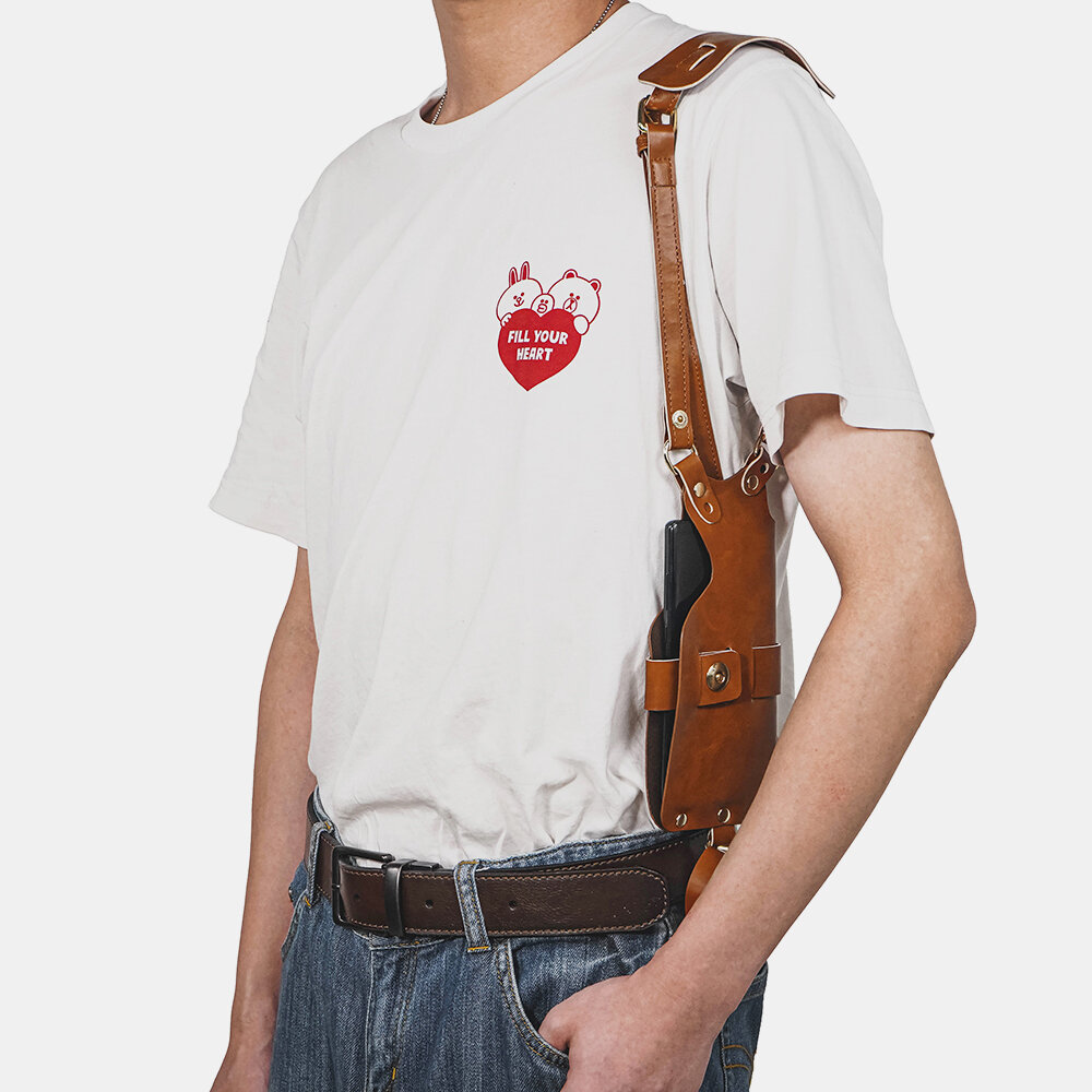 Men 6.3 Inch Phone Holder PU Waist Belt Bag Anti-theft Shoulder Bag