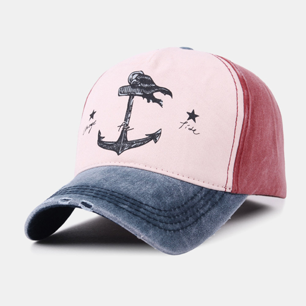 Unisex Make-old Pirate Ship Anchor Pattern Ivy Cap Outdoor Suncreen Baseball Hats Stretch Fit Cap