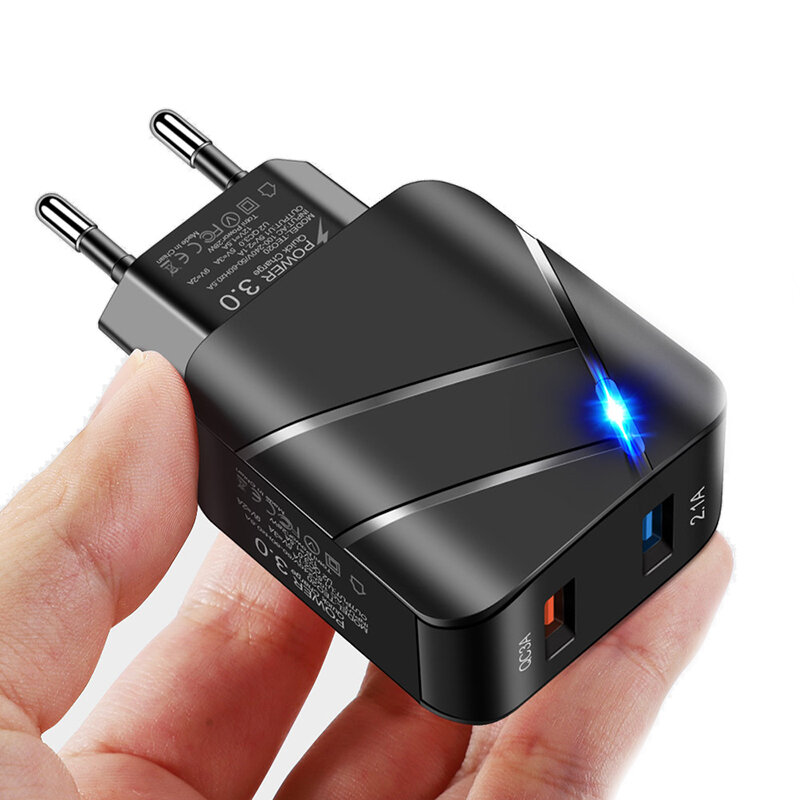 

28W 2-Port USB PD Charger 2.1A USB+3A USB QC3.0 Fast Charging Wall Charger Adapter EU Plug for iPhone14 14 Pro 14 Pro Ma