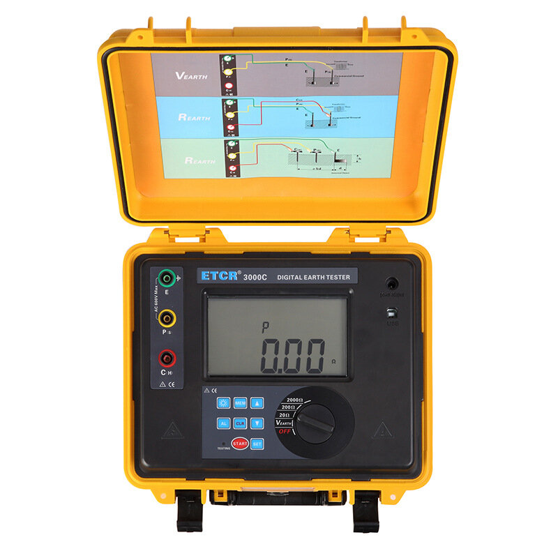 

ETCR3000C bluetooth Waterproof Digital Ground Resistance Tester 2000Ω 600V Rechargeable Ground Stake Resistance Meter