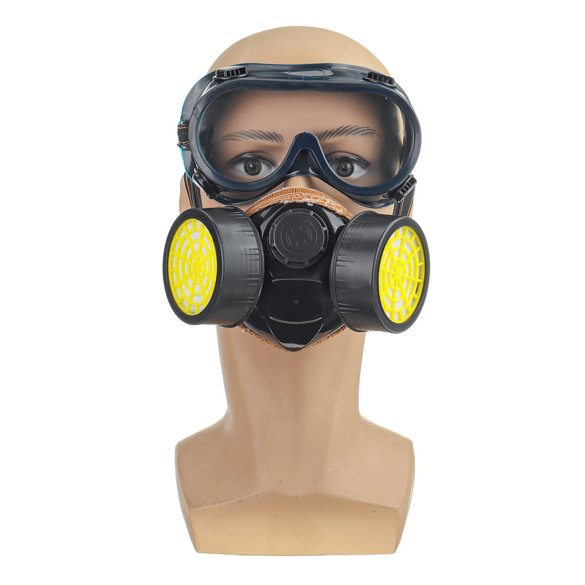 Survival Gasmasker Veiligheidsademhalingsspray met dubbel beschermingsfilter en bril