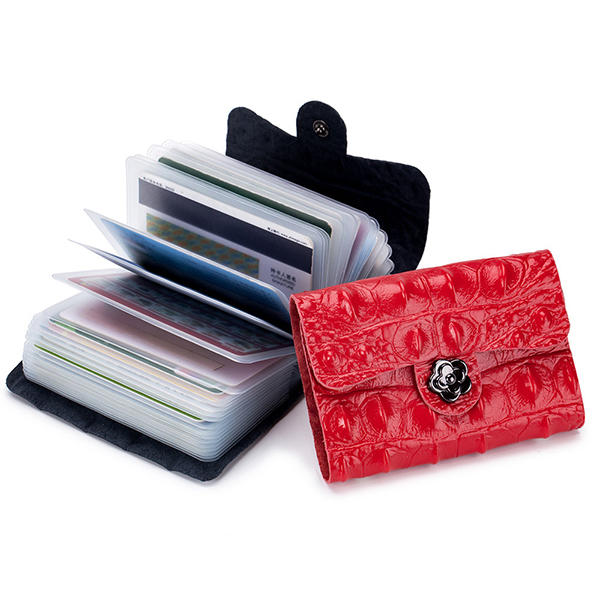 Women Solid Genuine Leather 26 Card Slot Wallet