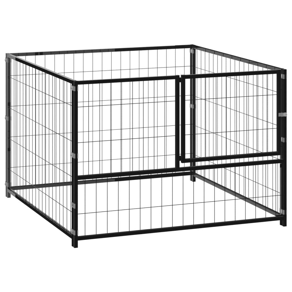 [EU Direct] vidaxl 150789 Outdoor Dog Kennel Black 100x100x70 cm Steel House Cage Foldable Puppy Cats Sleep Metal Plaype