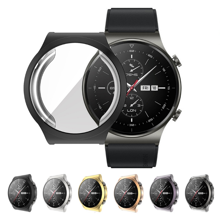SIKAI Plating Anti-kras Schokbestendig Transparant Soft TPU Horlogekast Cover voor Huawei Horloge GT