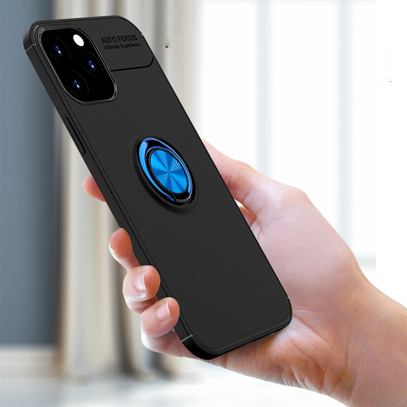 Bakeey for iPhone 12 Pro / 12 Case 360? Rotating Magnetic Ring Holder Soft Silicone Shockproof Prote