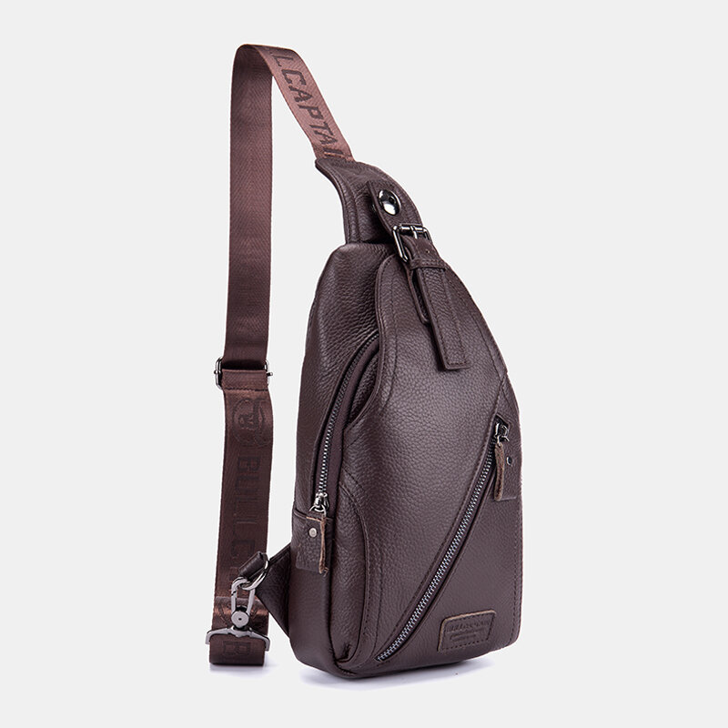Bullcaptain Genuine Leather Chest Bag Shoulder Bag Crossbody Bag For Men - US$48.99