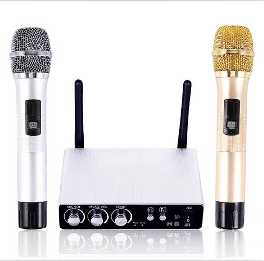 Gitafish K28 Wireless Handheld Microphone System with 2 Cordless Mics and Receiver Box Professional 