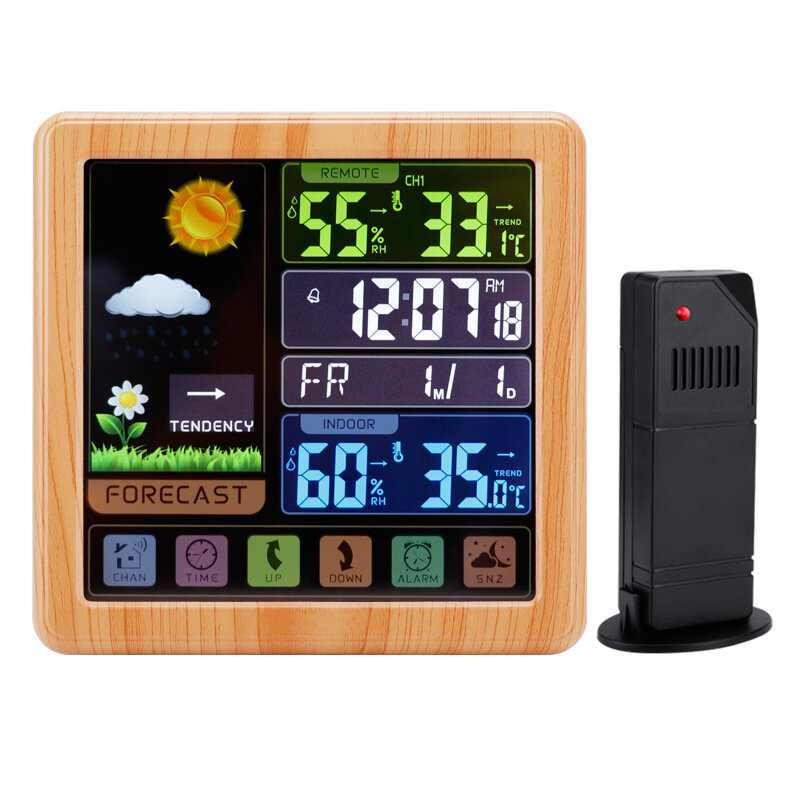 

AGSIVO Wireless Touch Screen Digital Weather Station Alarm Clock Indoor Outdoor Thermometer Humidity Display With Atomic