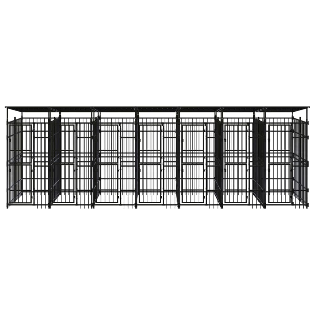 

Outdoor Dog Kennel with Roof Steel 138.9 ft²