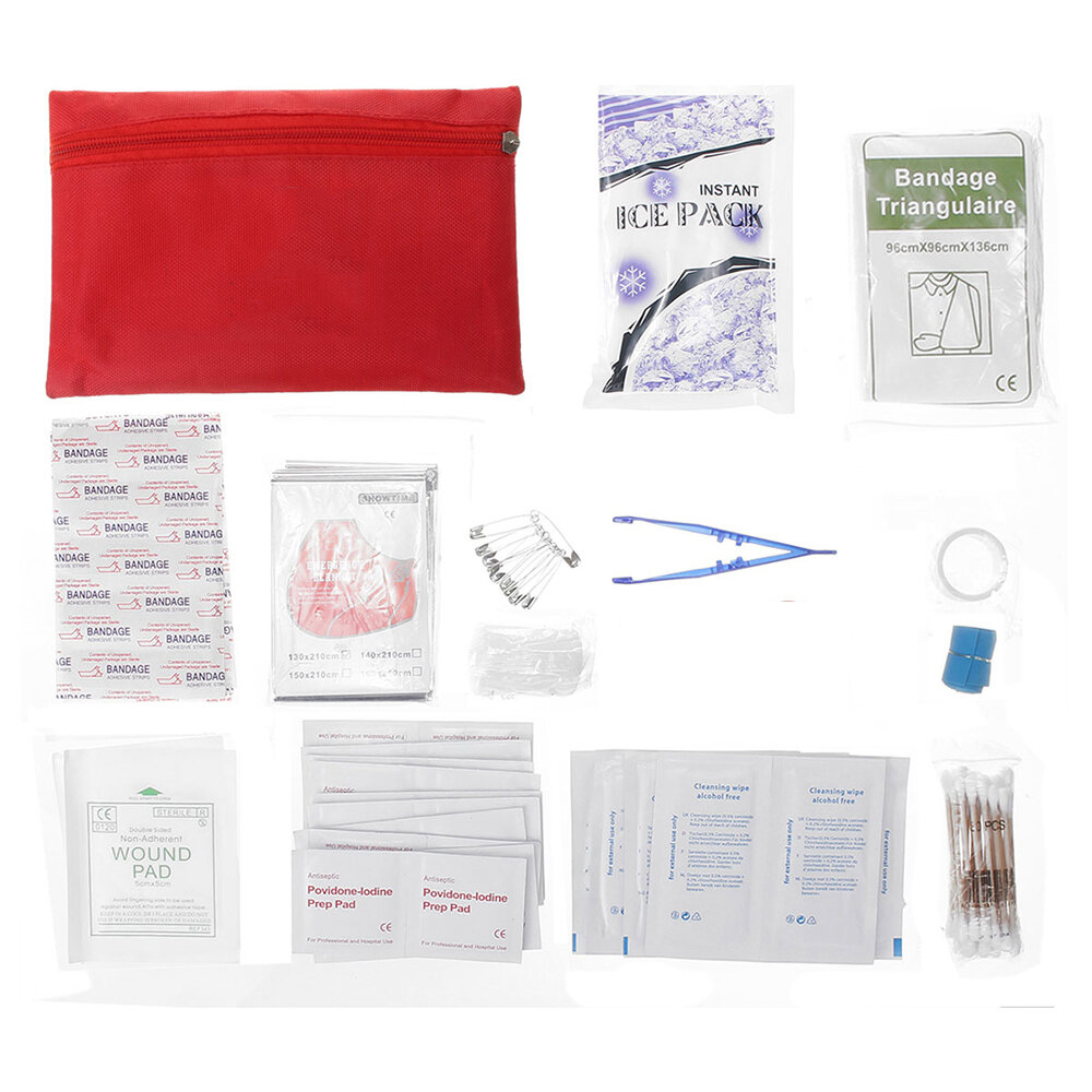 100177243 Pcs First Aid Kit Survival Tactical Emergency Equipment with Fishing Tackle Lifeguard Blanket Cotton Swab St