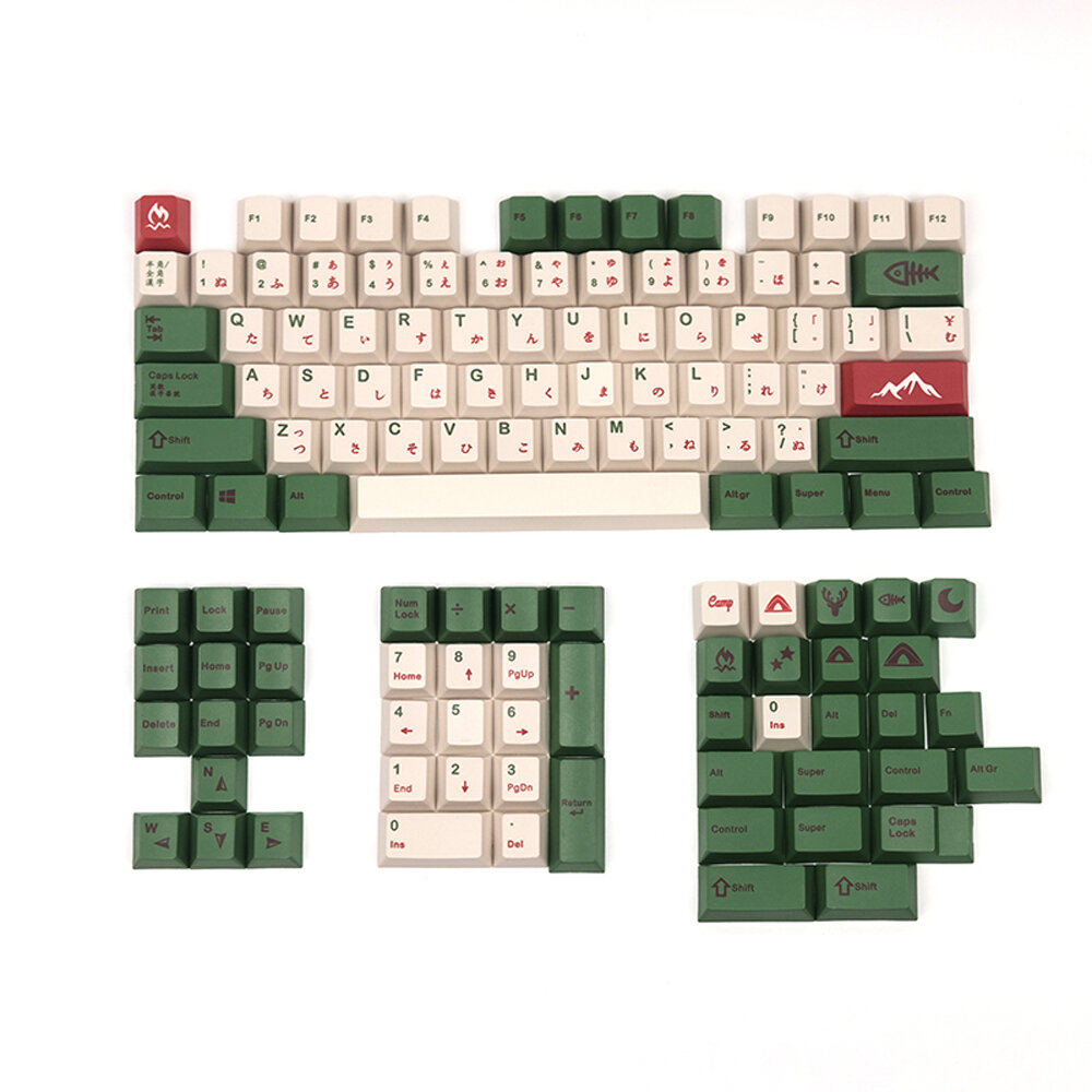127 Keys Camping Keycap Set Cherry Profile PBT Five-sided Sublimation Japanese Keycaps for Mechanical Keyboard