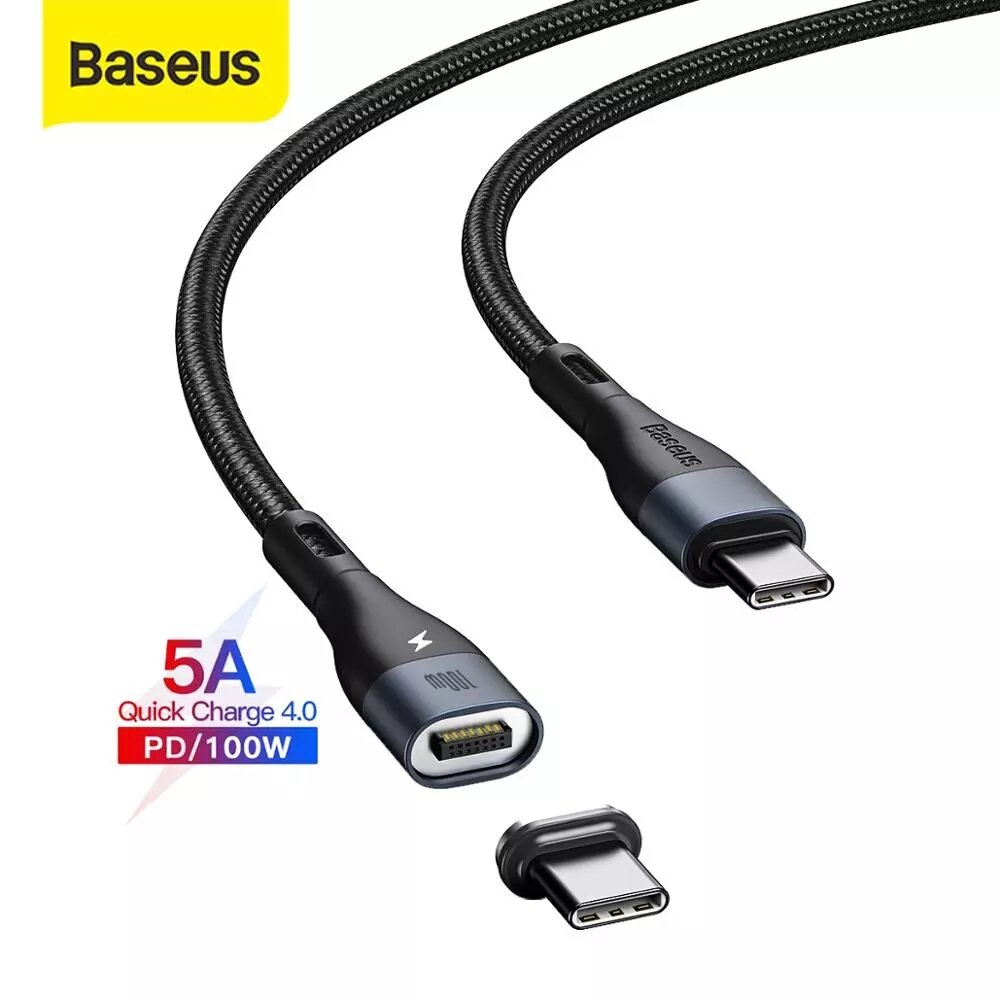 Baseus 100 W Zink Magnetische USB-C naar USB-C Datakabel PD QC Snel Opladen Datatransmissie Snoer Li
