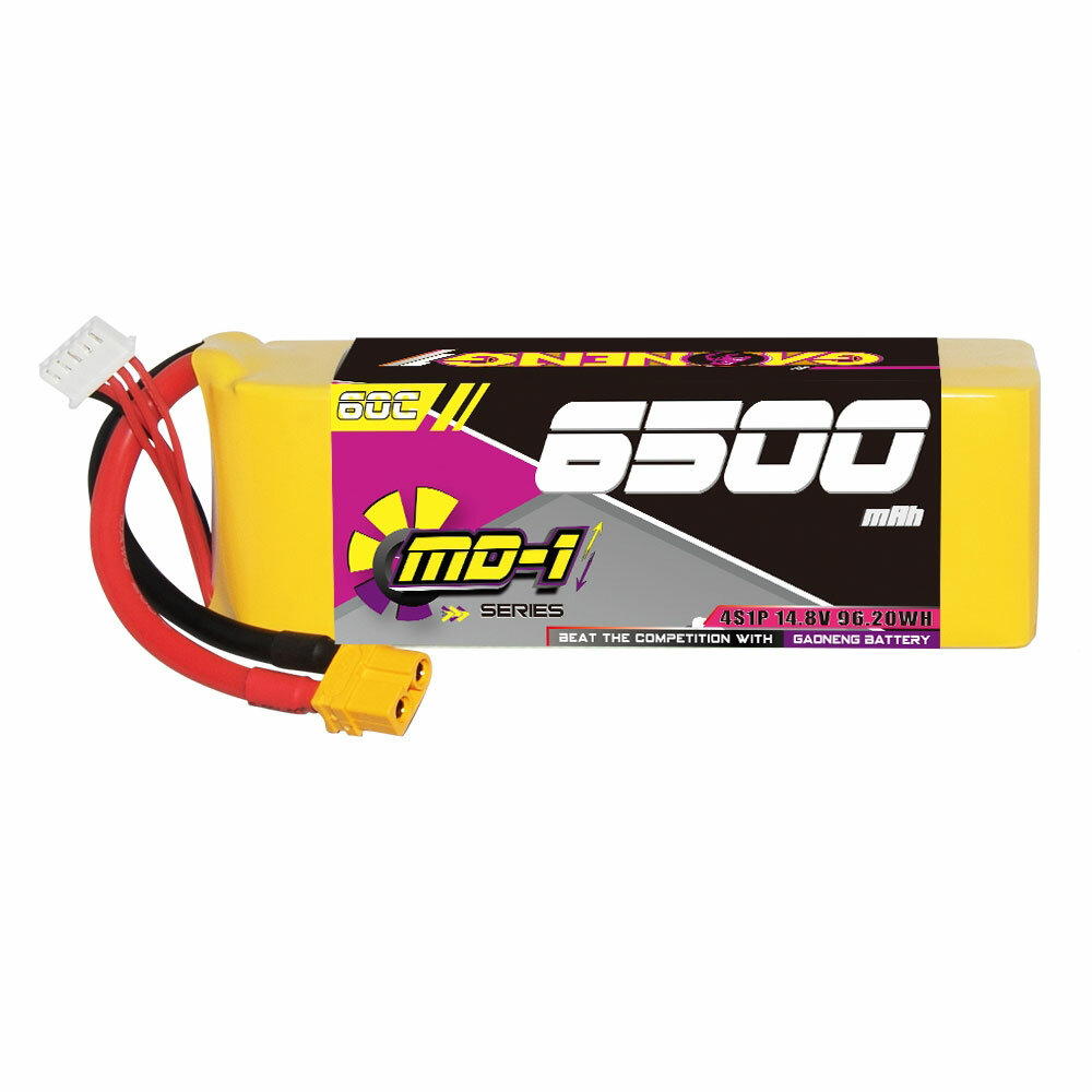 

Gaoneng GNB 14.8V 6500mAh 60C 4S LiPo Battery T Plug / XT60 Plug for 1/8 Scale RC Car 700 Helicopter Airplane