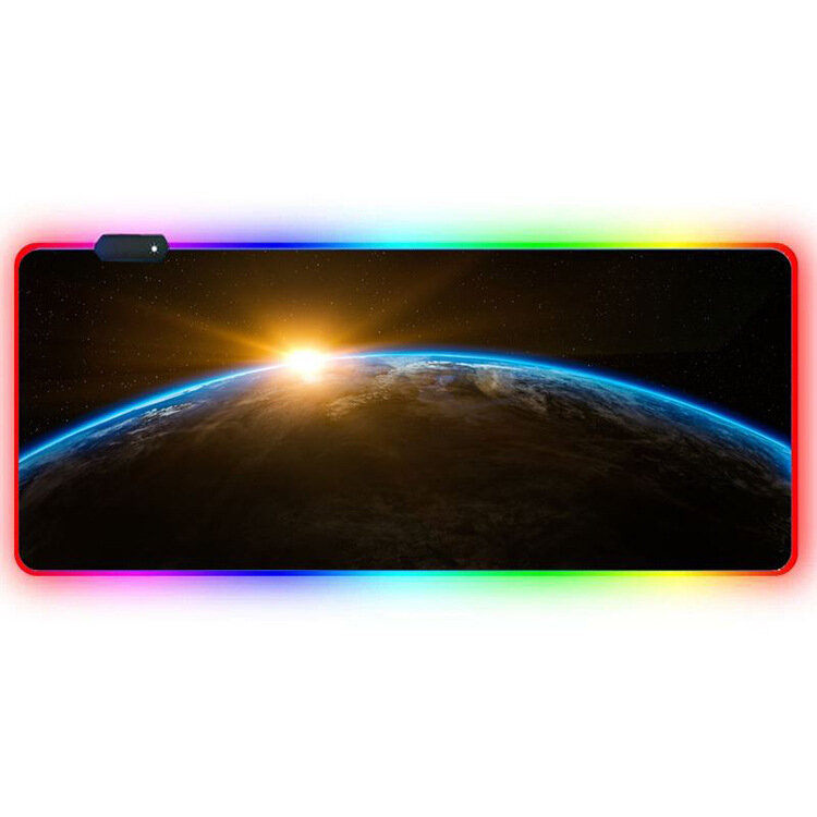 

RGB Lighting Extra Large Mouse Pad 4mm Thickness The Earth Pattern Lock Edge Design One Key Switch Effect Gaming Mouse P