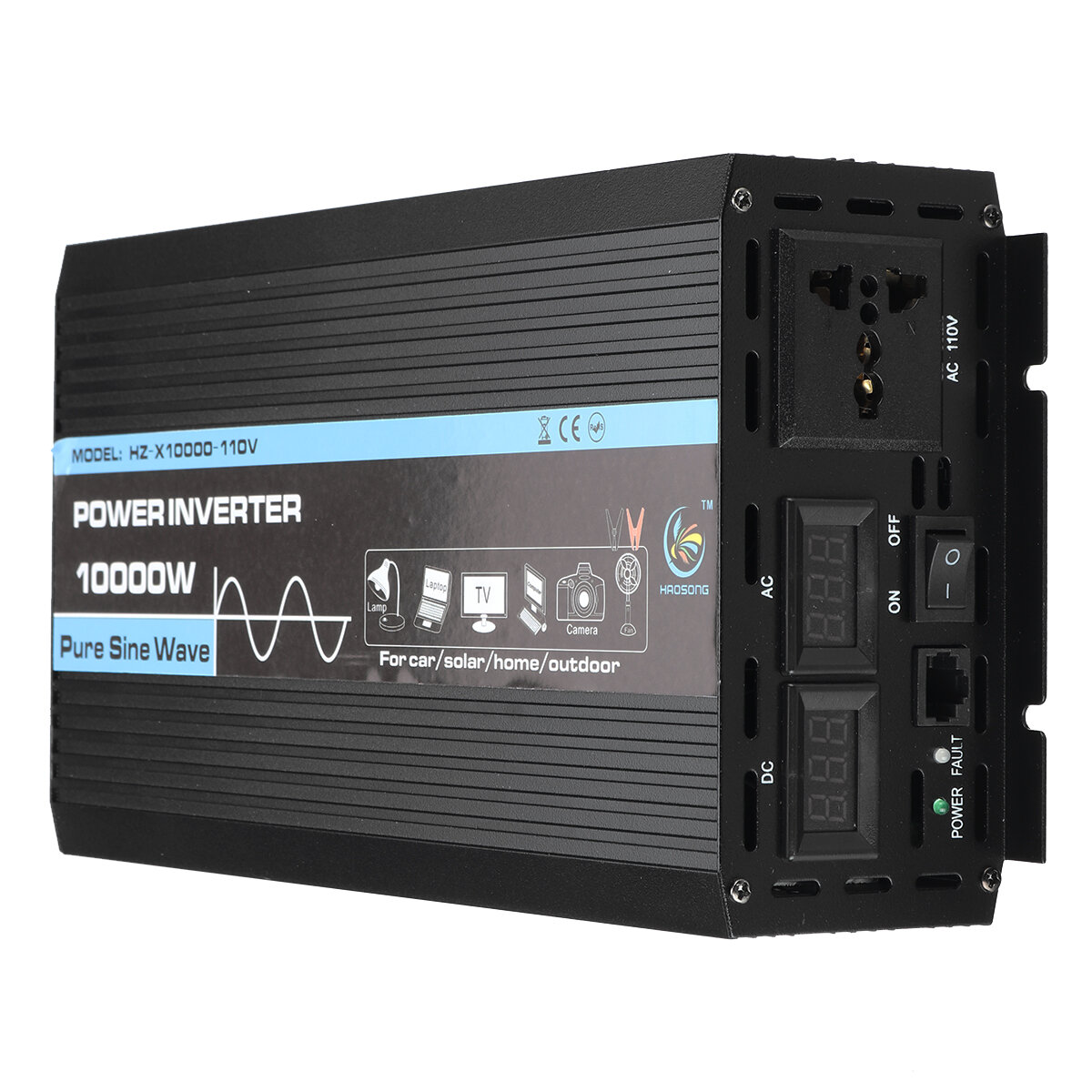 Dual Display 3000W Pure Sine Wave Inverter Car Household Power Inverter DC To AC Converter