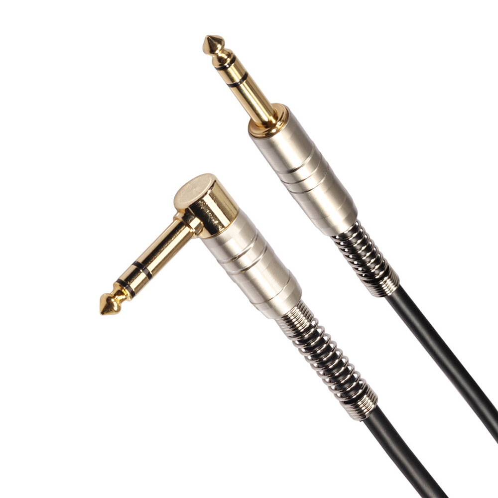 REXLIS 6.35mm Male to Male Audio Cable Gold Plated Stereo Straight to Elbow Audio Adapter Cable Connector