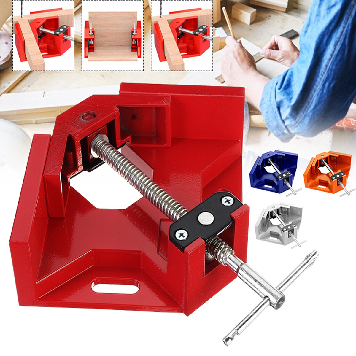 

Drillpro 90 Degree Corner Right Angle Clamp T Handle Vice Grip Woodworking Quick Fixture Aluminum Alloy Tool Clamps