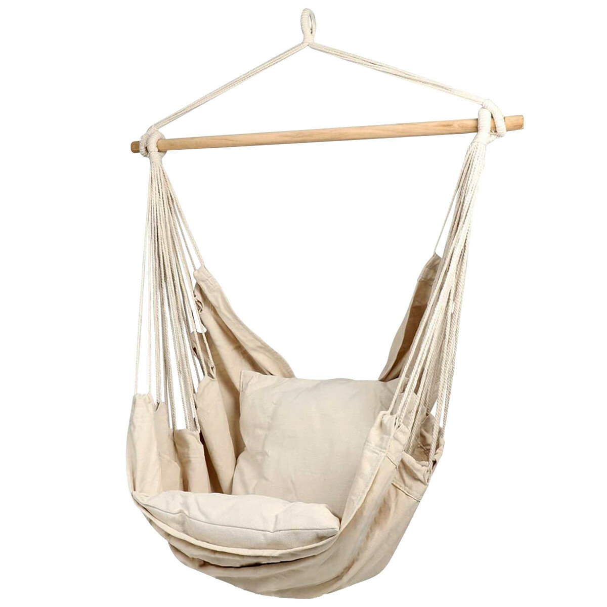 best price,indoor/outdoor,hanging,rope,hammock,chair,with,2pcs,cushion,eu,coupon,discount