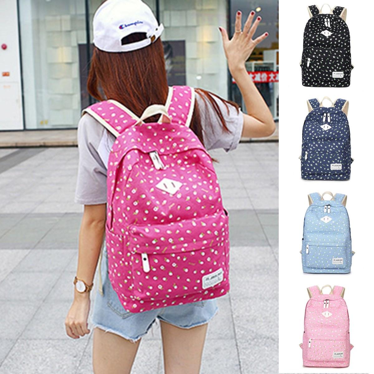 Women canvas floral backpack casual shoulder bag travel laptop school ...