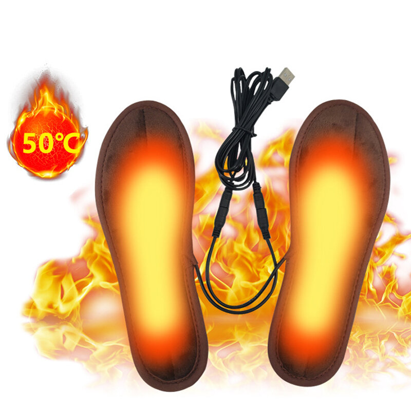TENGOOユニセックス電気加熱シューズインソールUSB充電EVA弾性繊維温かい熱インソール洗える温かい靴下パッドマット