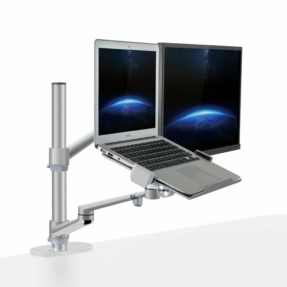 Aluminium in hoogte verstelbare monitor laptopstandaard Desktop dubbele arm 17-32 inch monitorhouder