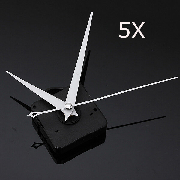 5 stuks DIY Witte Driehoek Handen Quartz Black Wall Clock Movement Mechanism
