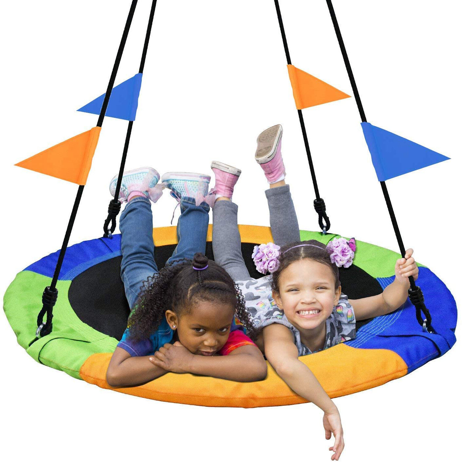 Altalena per albero Saucer IPRee® da 40 pollici e 900D con capacità di peso di 660 libbre con 2 corde regolabili a più fili resistente sedile per altalena da campeggio per bambini e adulti.