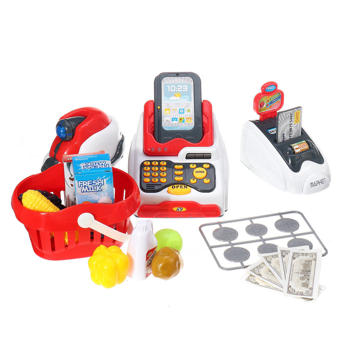 

24 PCS Multi-functional Supermarket Simulation Cash Register Interactive Set Toys for Children's Family Tool