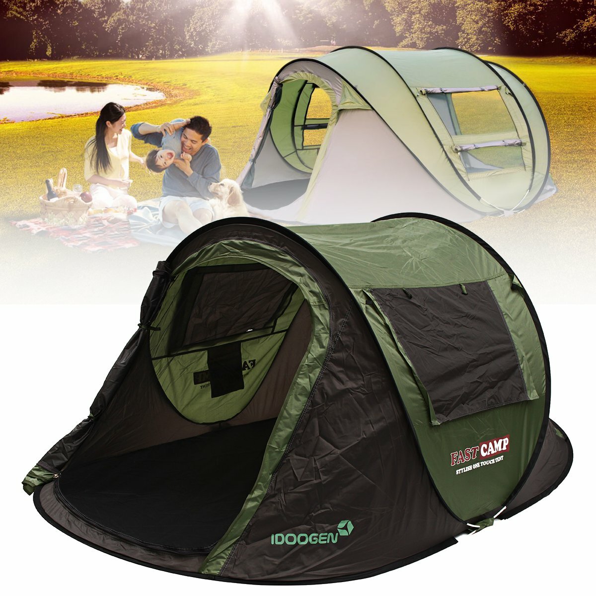 Outdoor 5-8 osób Automatyczny namiot do natychmiastowego wyskakiwania Wodoodporna osłona przeciwsłoneczna Zadaszenie schronu przeciwdeszczowego  