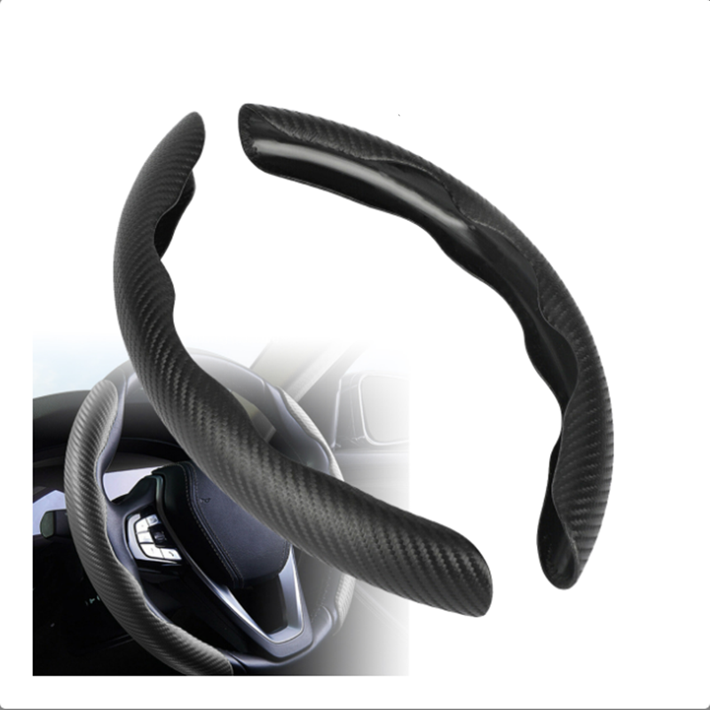 2 PCS Carbon Fiber Look Universal Car Steering Wheel Booster Cover Non-Slip
