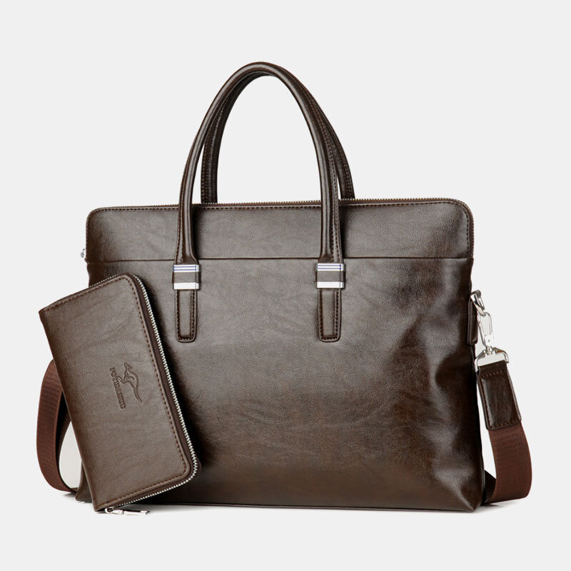 Men Business Large Capacity Waterproof Solid Color Crossbody Bag Handbag