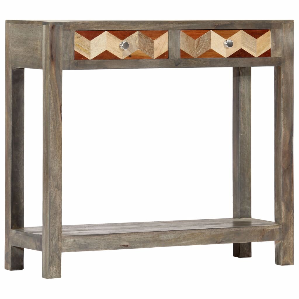 

Console Table Gray 33.9"x11.8"x29.9" Solid Mango Wood