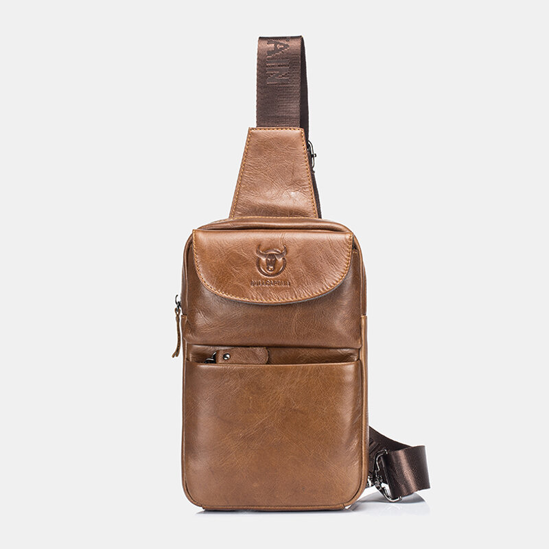 Bullcaptain Vintage Genuine Leather Chest Bag Shoulder Bag For Men