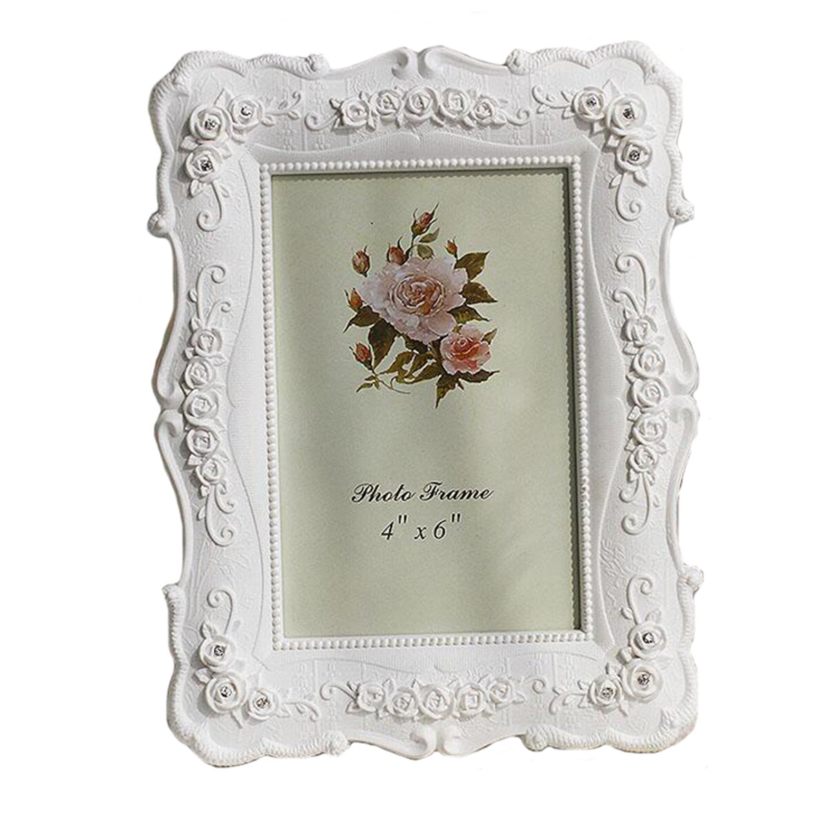 White Rose Pastoral Photo Picture Frame Diamond Wedding Photo Home Decor 6/7/8/10inch