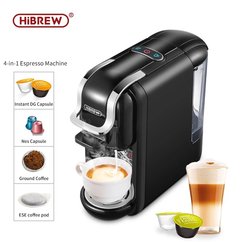 HiBREW 19Bar4in1マルチカプセルExpressoコーヒーマシンDolceGustoミルクカプセルESEpod挽いたコーヒーCompatibleH2