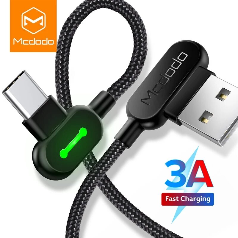 MCDODO USB-A naar USB-C Kabel Snel Opladen Datatransmissie Snoer Lijn 0,5 m / 1,2 m / 1,8 m / 3 m la