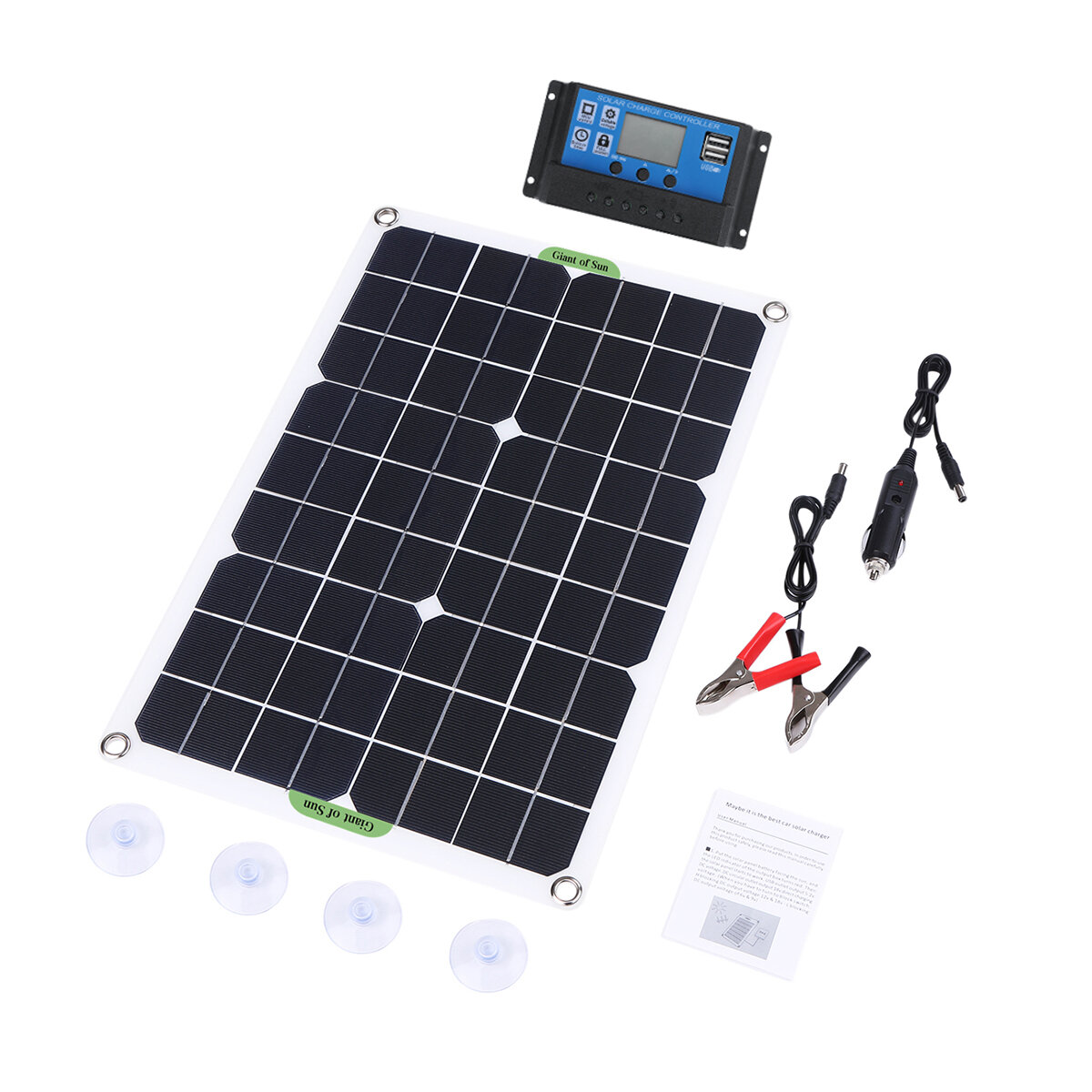 80W Solar Panel Kit Battery Charger Power Bank Camping Travel Generator with Controller