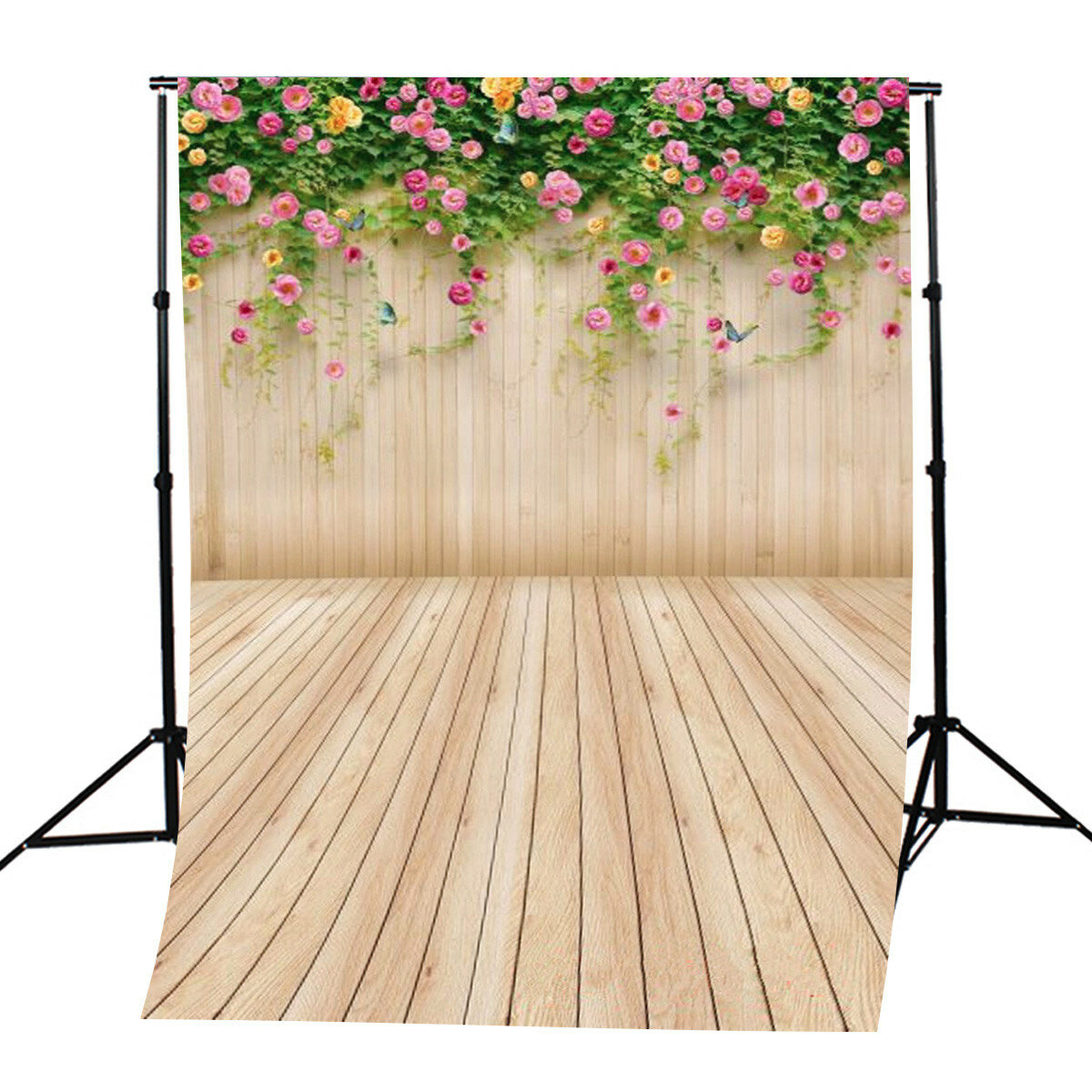 5x7ft Vinyl Flower Wood Floor Photography Background Backdrop For Studio Photo Prop Decoration