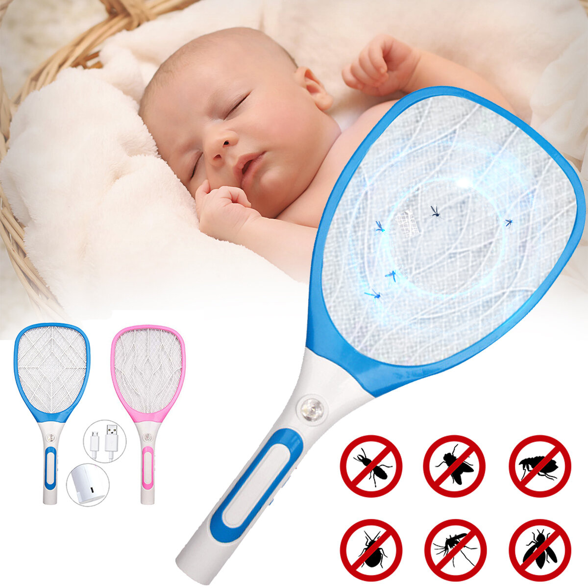 Elektrische Swatter Bug Fly Insect Mosquito Wasp Trap Killer Baby Bedroom Mosquito Insect Killing De