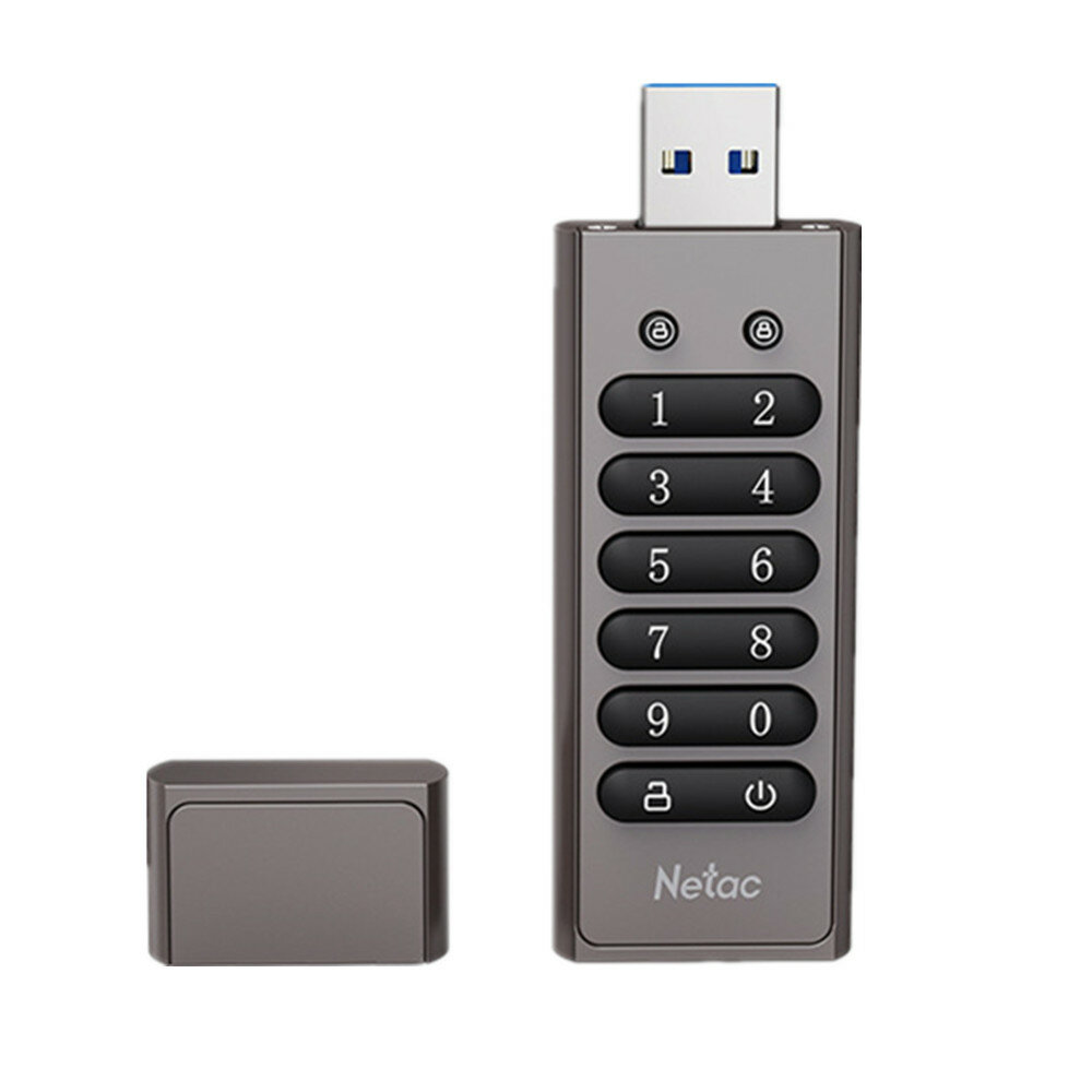Netac US3 Secure USB Drive, 32GB Encrypted USB Flash Drive Hardware Password Memory Stick met toetse