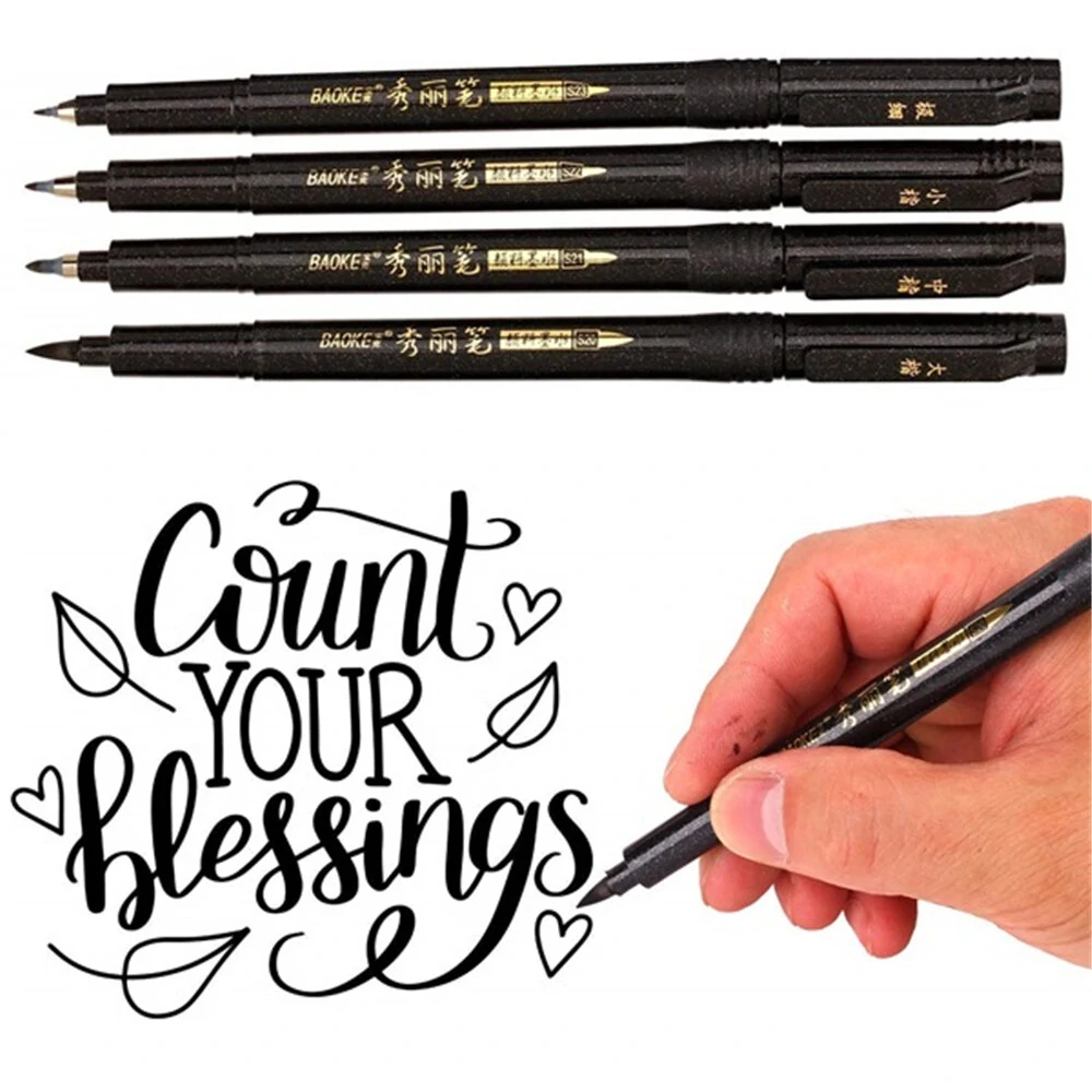 Baoke 12pcs box Calligraphy Pen Set Addable Ink Flexible Refill Stationery Writing Drawing Signature Art Office Supplies