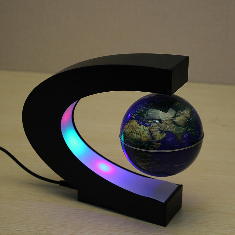 C Vorm Magnetische Levitatie Drijvende Globe Wereldkaart Met LED Lichten
