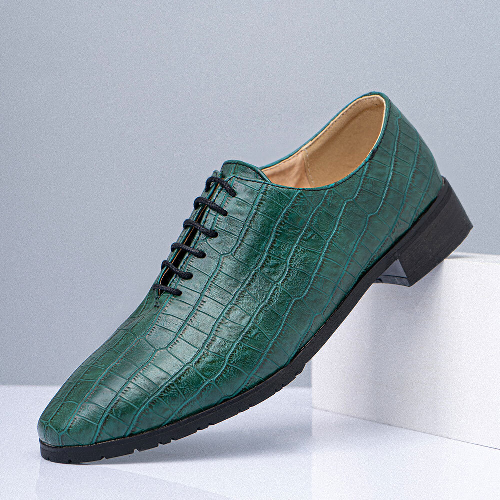 Men Pointed Toe Crocodile Pattern Pointed Toe Business Oxfords Shoes