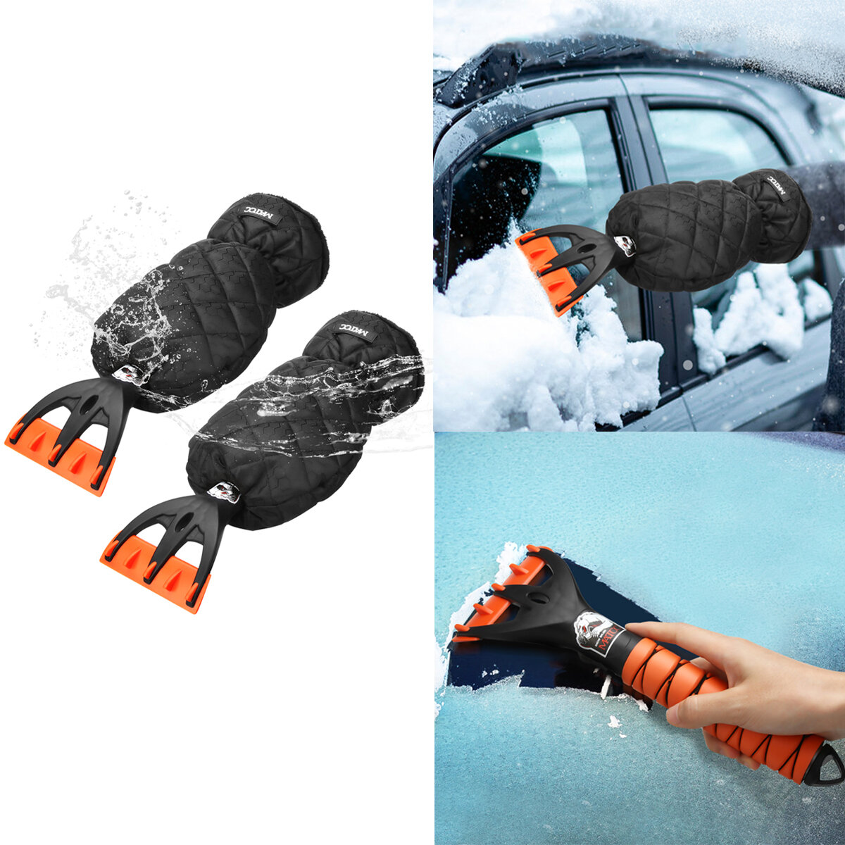 

MATCC 2PCS Snow Shovel Set Windscreen Ice Scraper Gloves Waterproof and Warm Small Window Scraping Tool